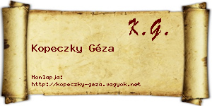Kopeczky Géza névjegykártya