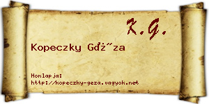 Kopeczky Géza névjegykártya