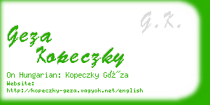 geza kopeczky business card